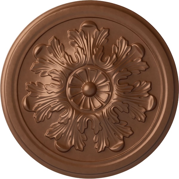 Ekena Millwork Legacy Acanthus Ceiling Medallion (Fits Canopies up to 3 1/2"), 12 3/4"OD x 7/8"P, Polished Copper CM12LEPOS - main
